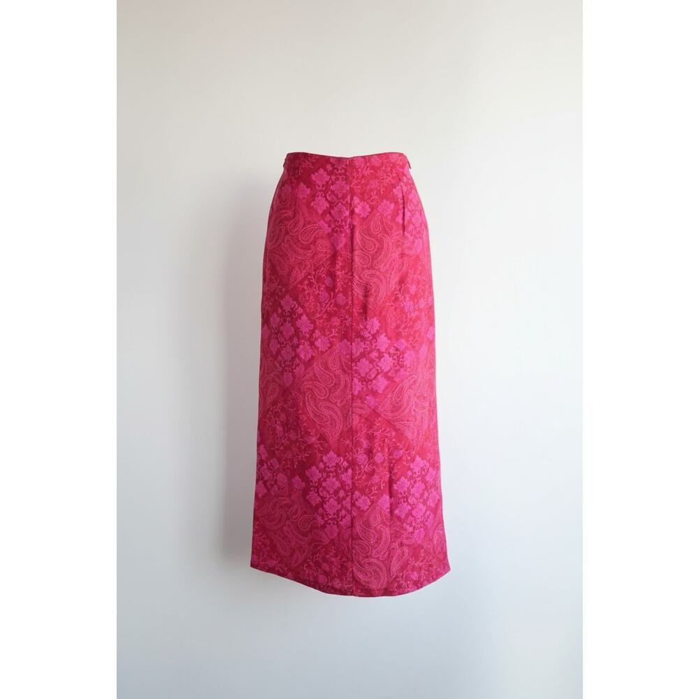 Vintage Women's Maxi Fuchia Pink Floral Paisley Long Skirt Size 12/L , USA Boho - Picture 3 of 8